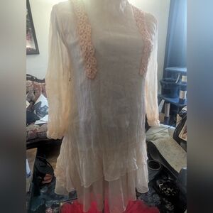 Pretty Angel Elegant Cream Lace 2920s Flapper Dress Fairy Core Ephemeral